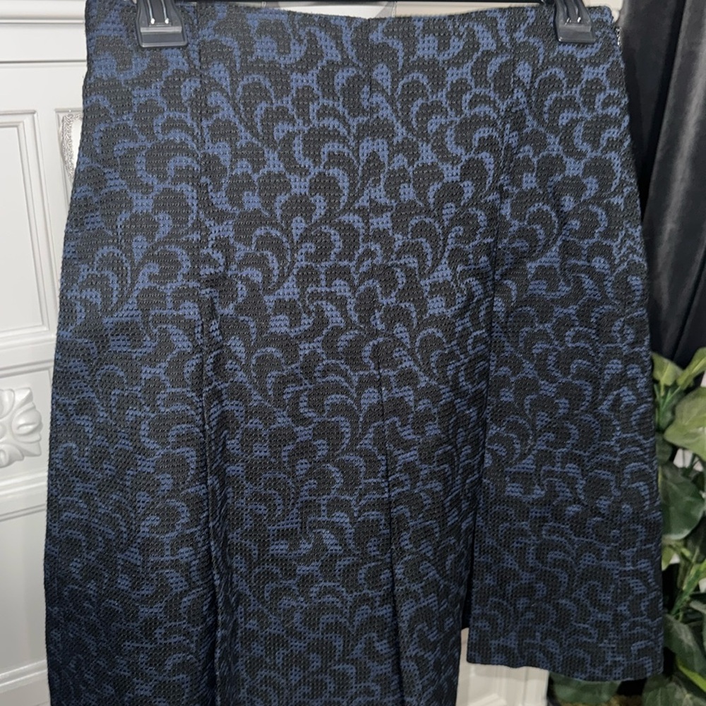 Blue & Black A-Line Pleated LOFT Skirt - Size 0
